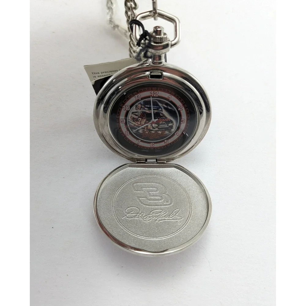 Vintage Franklin Mint Dale Earnhardt Pocket Watch Silver Nascar Racing Case OS